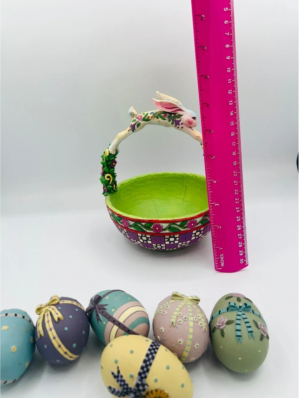 2005 Jim Shore Springtime Surprises Easter Basket with Decorative Eggs